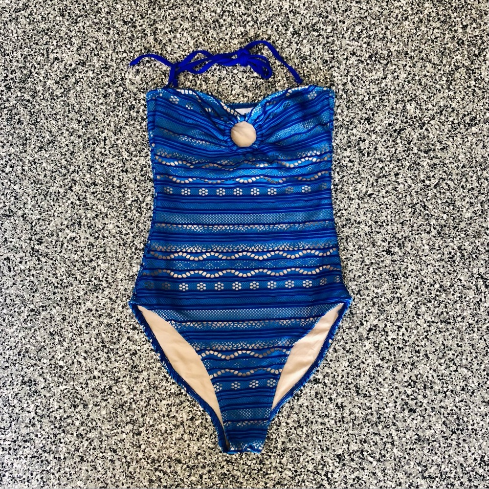 Heidi Klum Intimates ✦ Blue Cobalt Lace One-Piece Swimsuit (S)